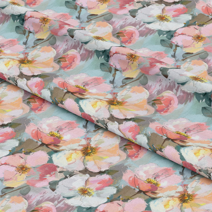Pastel Abstract Painted Flowers Pattern 4 Quilting Cotton Fabric