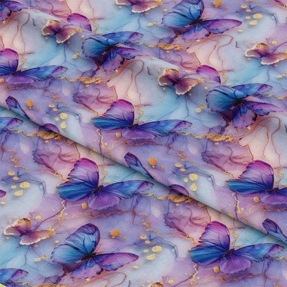 Pastel Alcohol Ink Butterfly Pattern 7 Quilting Cotton Fabric