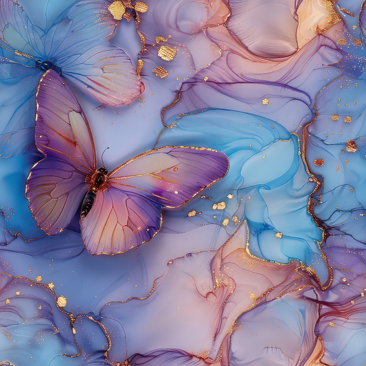 Pastel Alcohol Ink Butterfly Pattern 9 Quilting Cotton Fabric