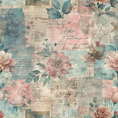 Timeworn Ephemera Pattern 1 Minky Fabric