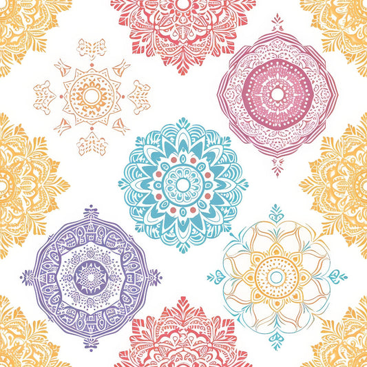 Pastel Mandala Pattern 8 Quilting Cotton Fabric