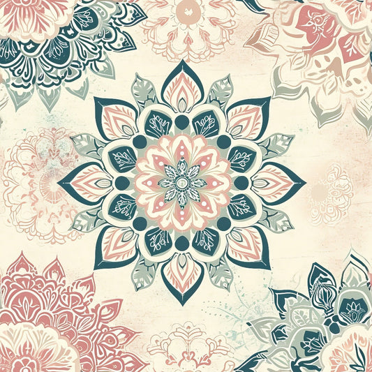 Pastel Mandala Pattern 9 Quilting Cotton Fabric