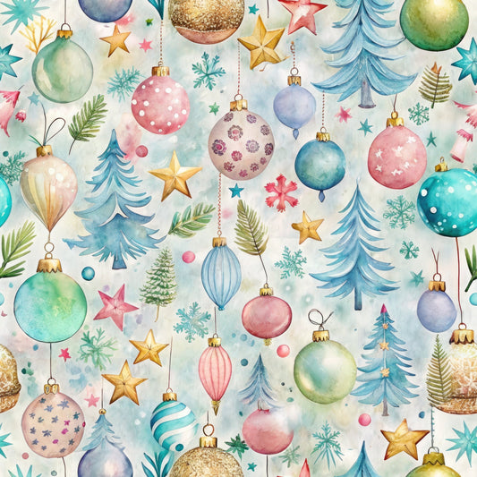 Pastel Christmas Time Pattern 11 Quilting Cotton Fabric
