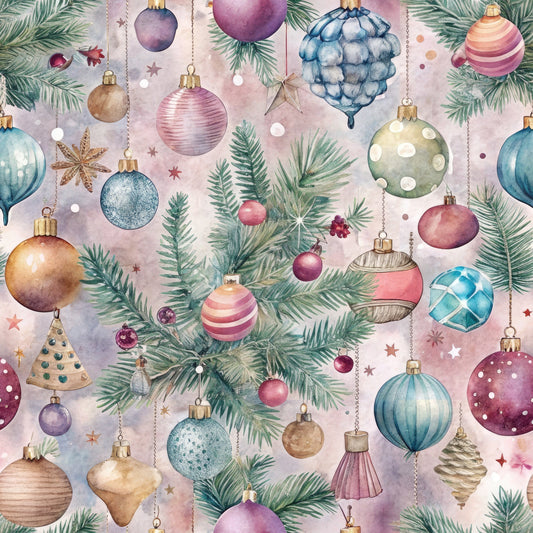 Pastel Christmas Time Pattern 3 Quilting Cotton Fabric