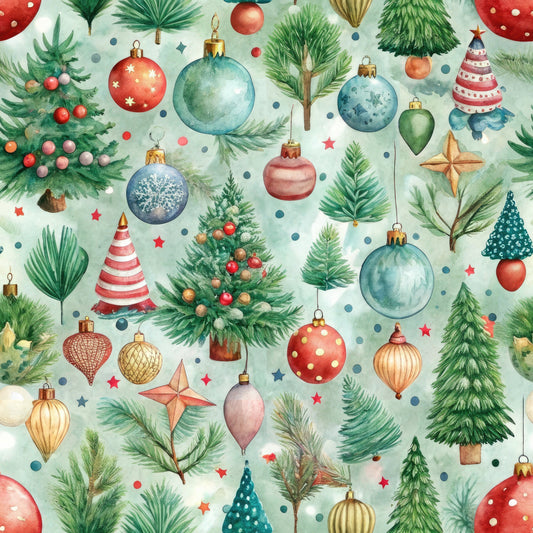 Pastel Christmas Time Pattern 5 Quilting Cotton Fabric