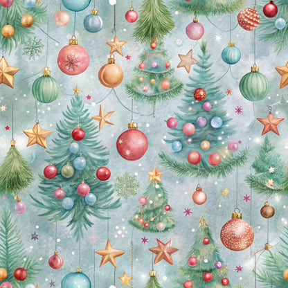 Pastel Christmas Time Pattern 7 Quilting Cotton Fabric