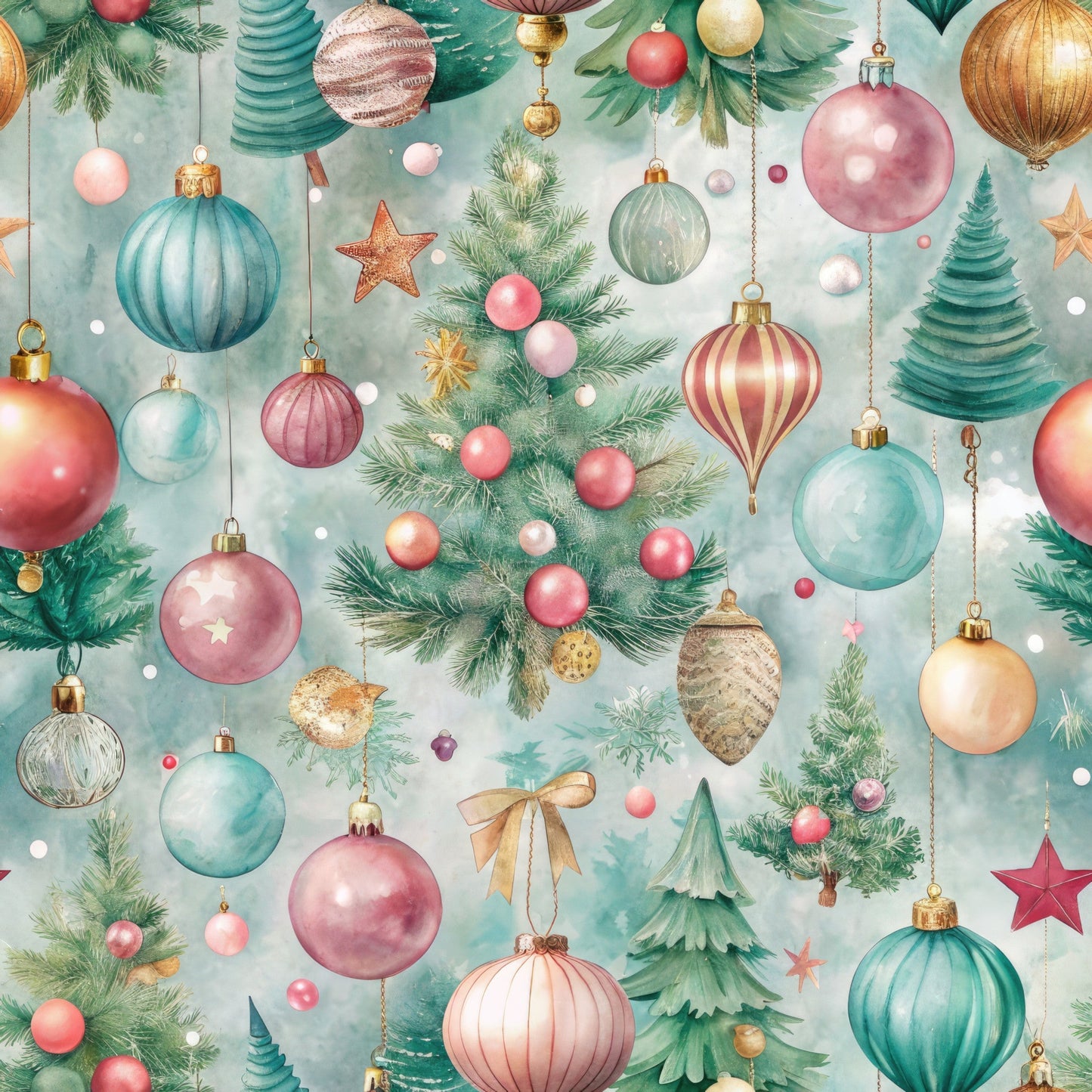 Pastel Christmas Time Pattern 8 Quilting Cotton Fabric