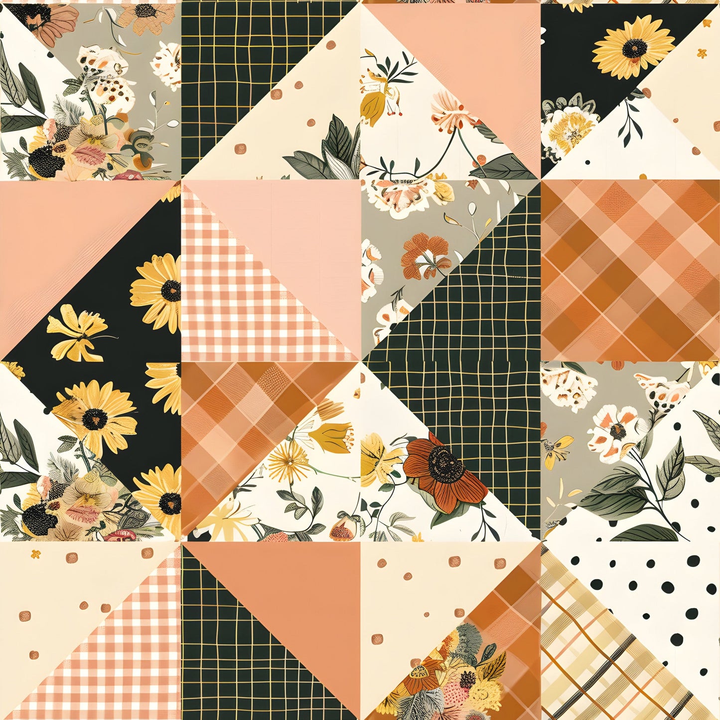 Pastel Farmhouse Patchwork Pattern 6 Quilting Cotton Fabric