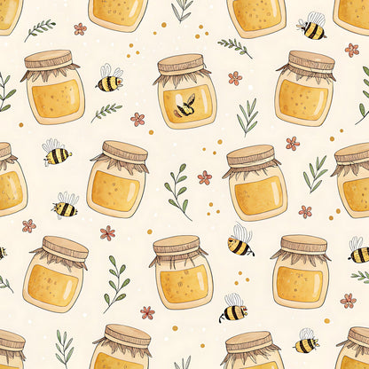 Pastel Floral Bumblebee Pattern 15 Quilting Cotton Fabric