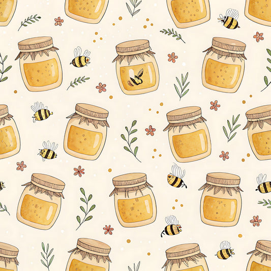 Pastel Floral Bumblebee Pattern 15 Quilting Cotton Fabric