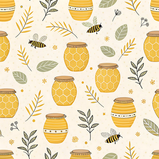Pastel Floral Bumblebee Pattern 19 Quilting Cotton Fabric