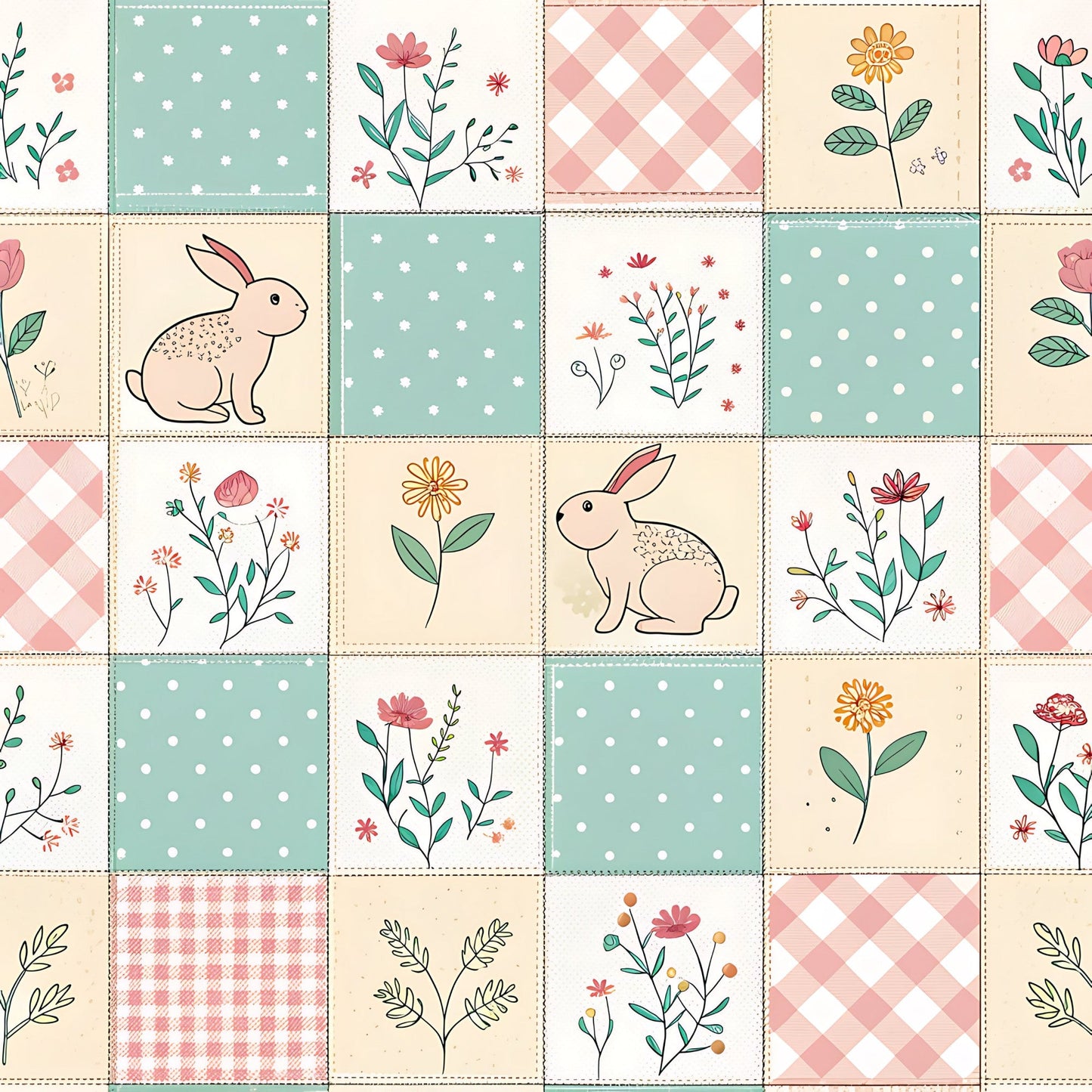Pastel Spring Floral Patchwork Pattern 16 Quilting Cotton Fabric