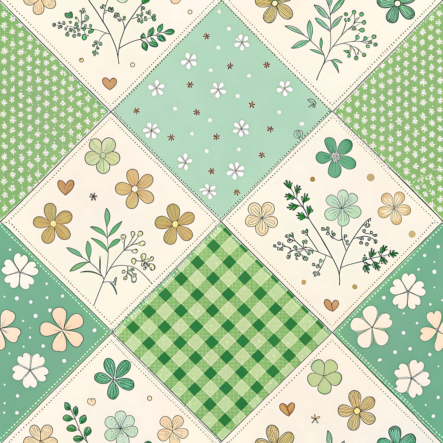 Pastel Spring Floral Patchwork Pattern 17 Quilting Cotton Fabric