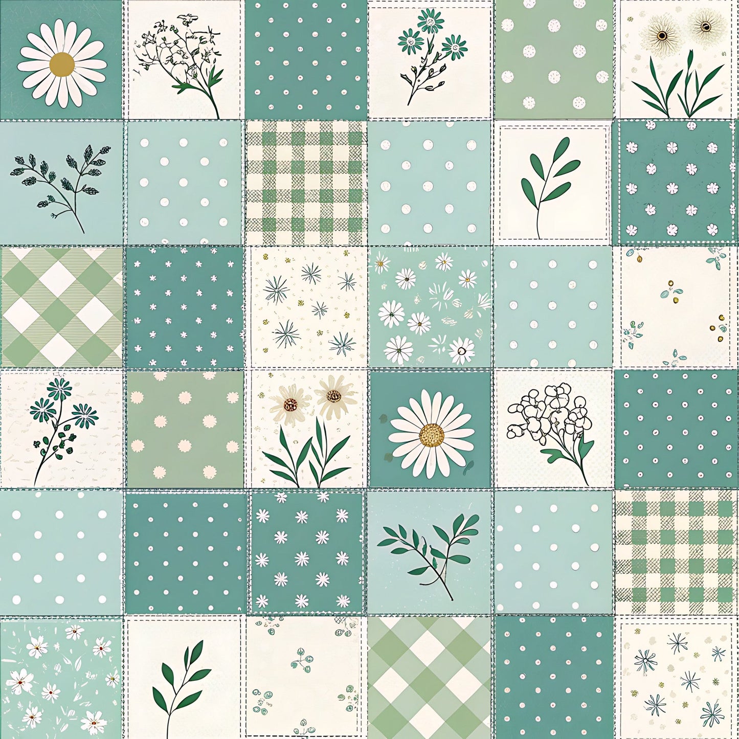 Pastel Spring Floral Patchwork Pattern 19 Quilting Cotton Fabric
