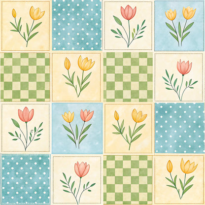 Pastel Spring Floral Patchwork Pattern 2 Quilting Cotton Fabric