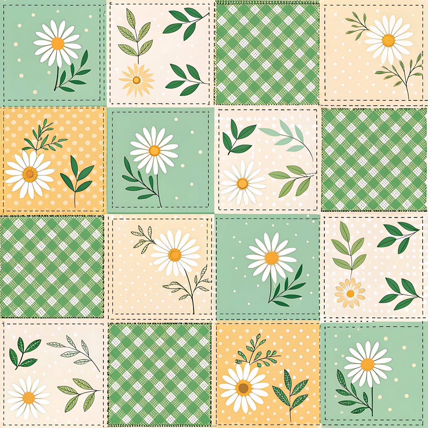 Pastel Spring Floral Patchwork Pattern 4 Quilting Cotton Fabric