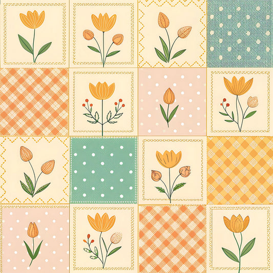 Pastel Spring Floral Patchwork Pattern 7 Quilting Cotton Fabric