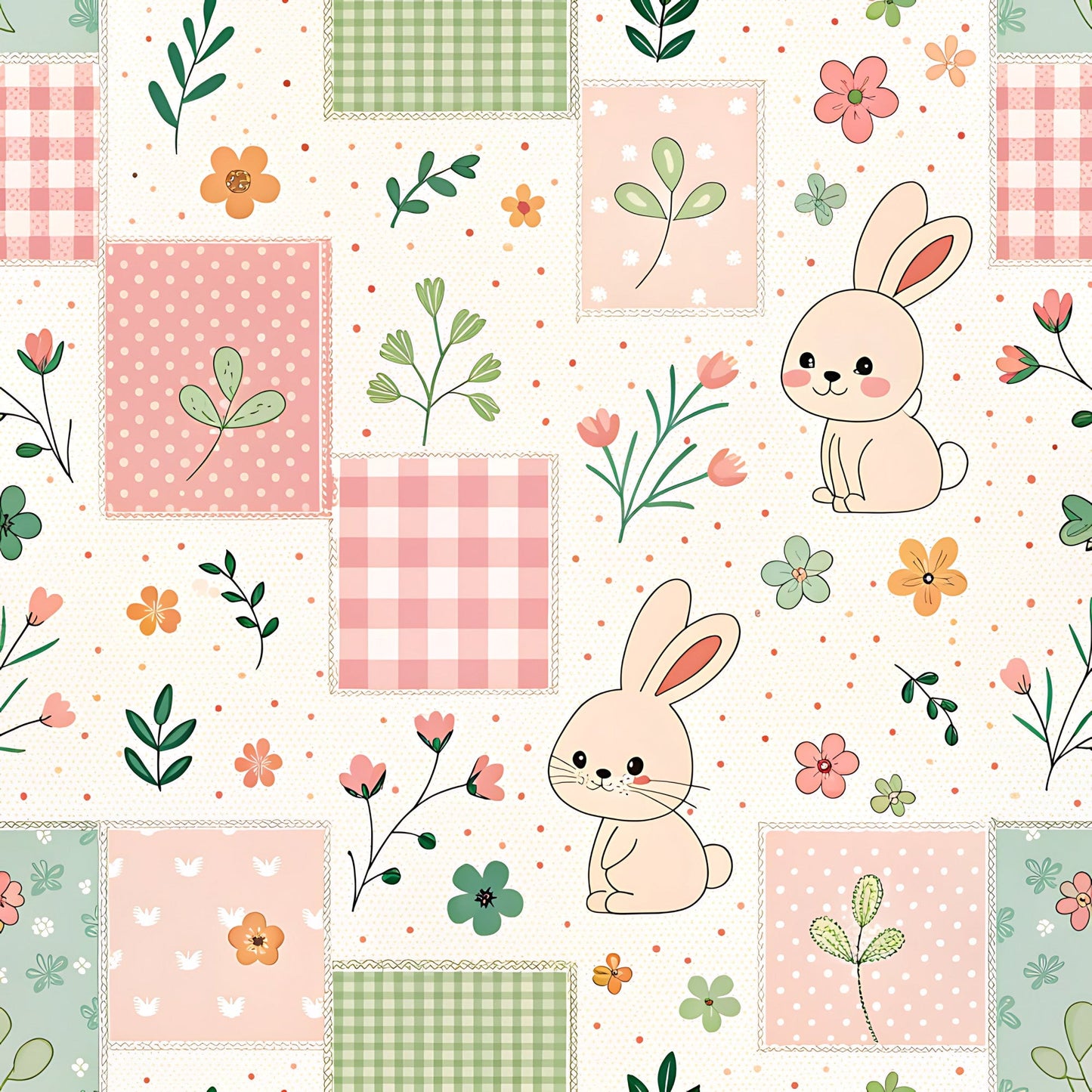 Pastel Spring Floral Patchwork Pattern 8 Quilting Cotton Fabric