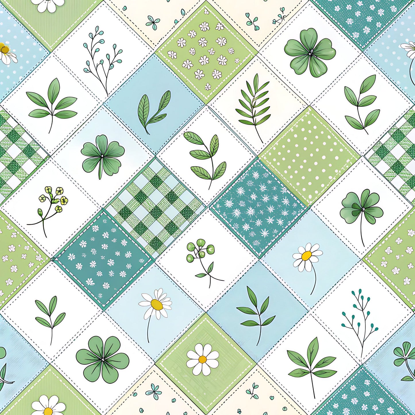 Pastel Spring Floral Patchwork Pattern 9 Quilting Cotton Fabric