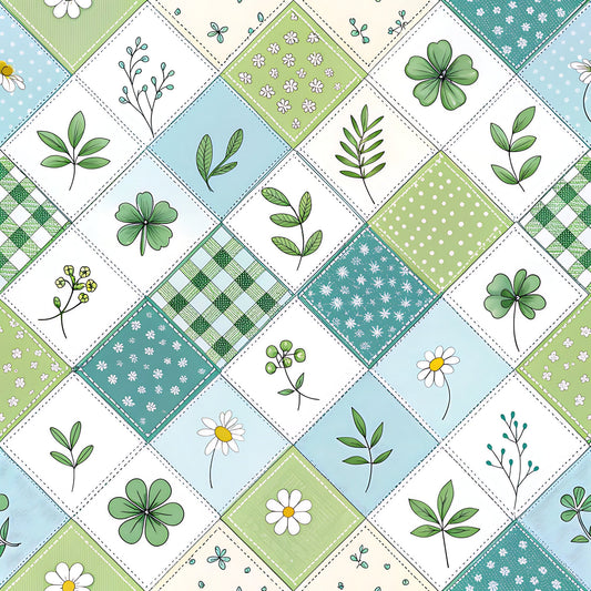 Pastel Spring Floral Patchwork Pattern 9 Quilting Cotton Fabric