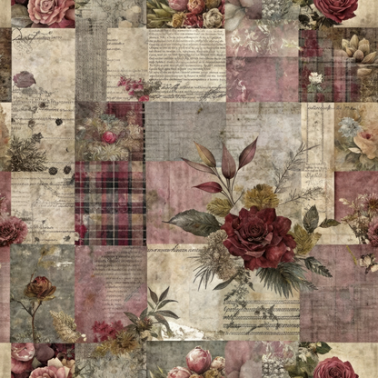 Heirloom Collage Pattern 10 Minky Fabric