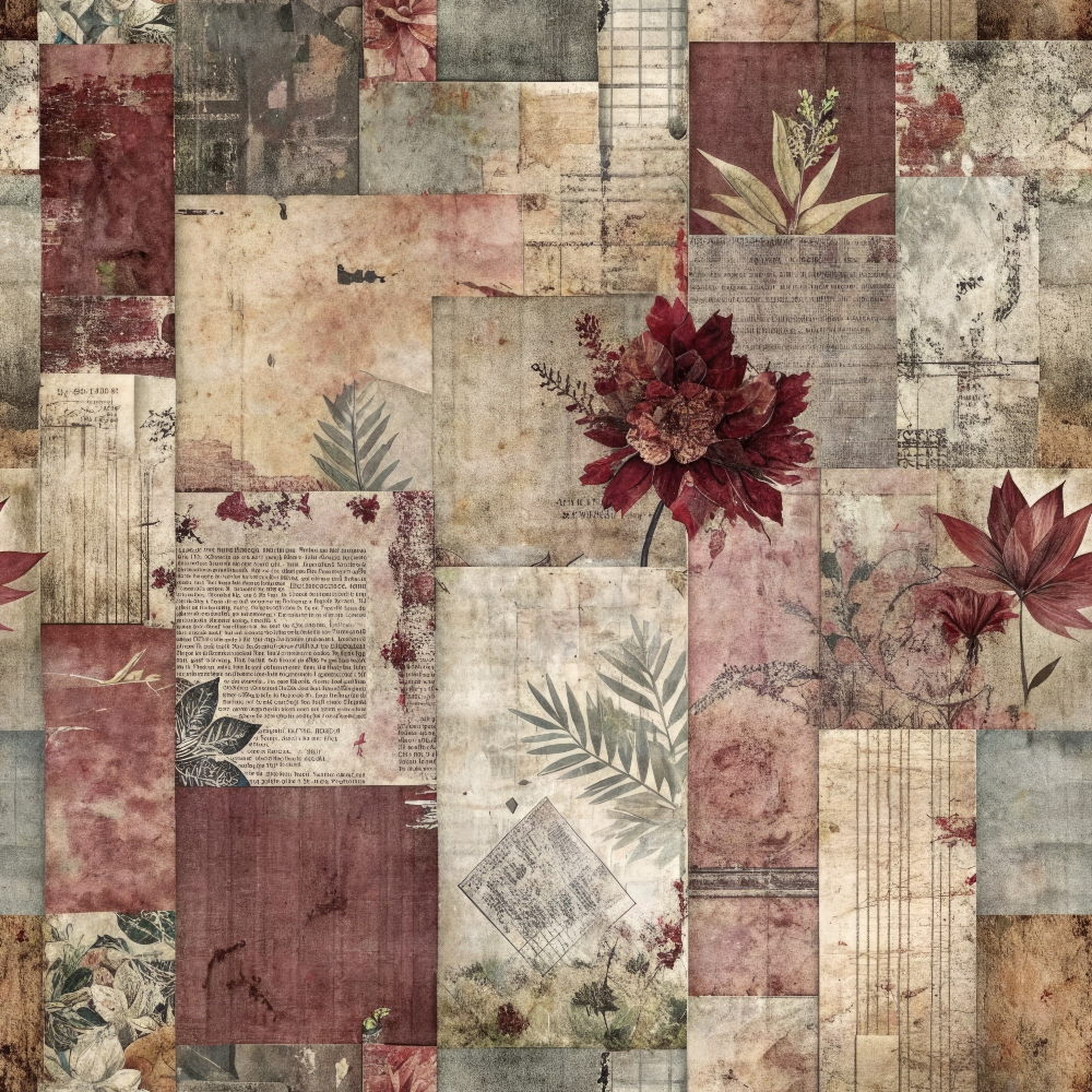 Heirloom Collage Pattern 11 Minky Fabric
