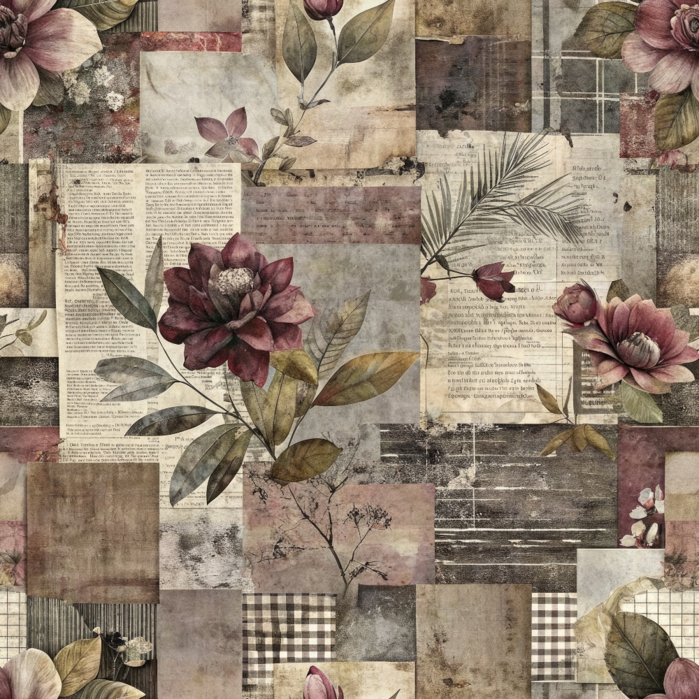 Heirloom Collage Pattern 12 Minky Fabric