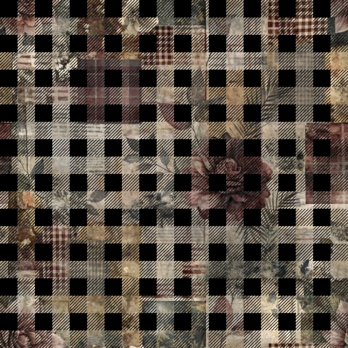Heirloom Collage Pattern 15 Minky Fabric