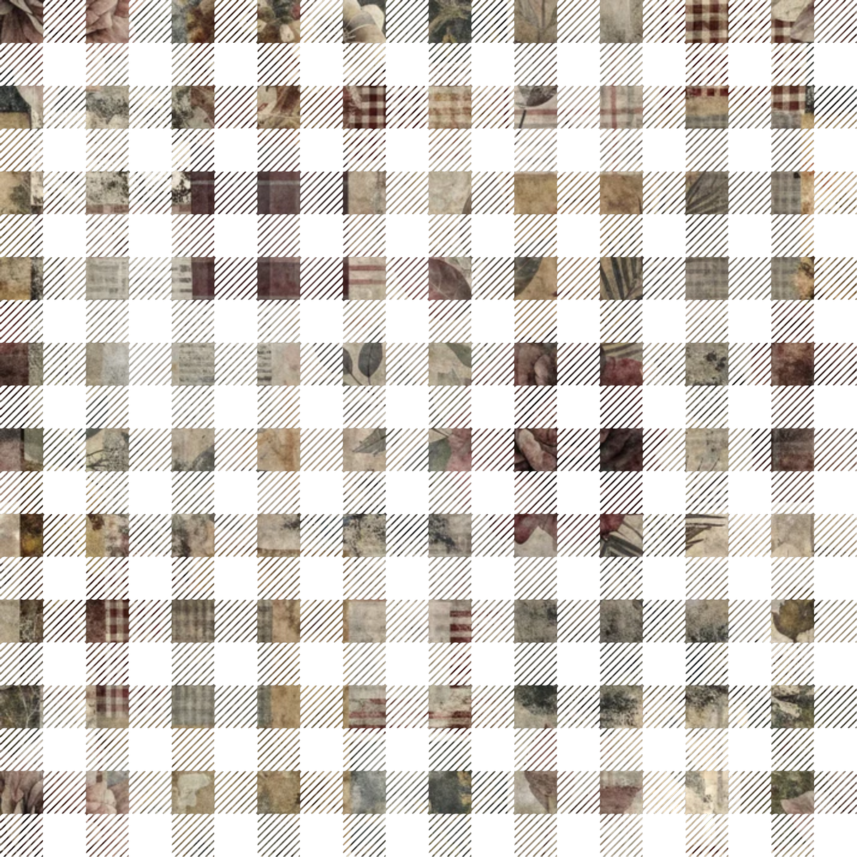 Heirloom Collage Pattern 16 Minky Fabric