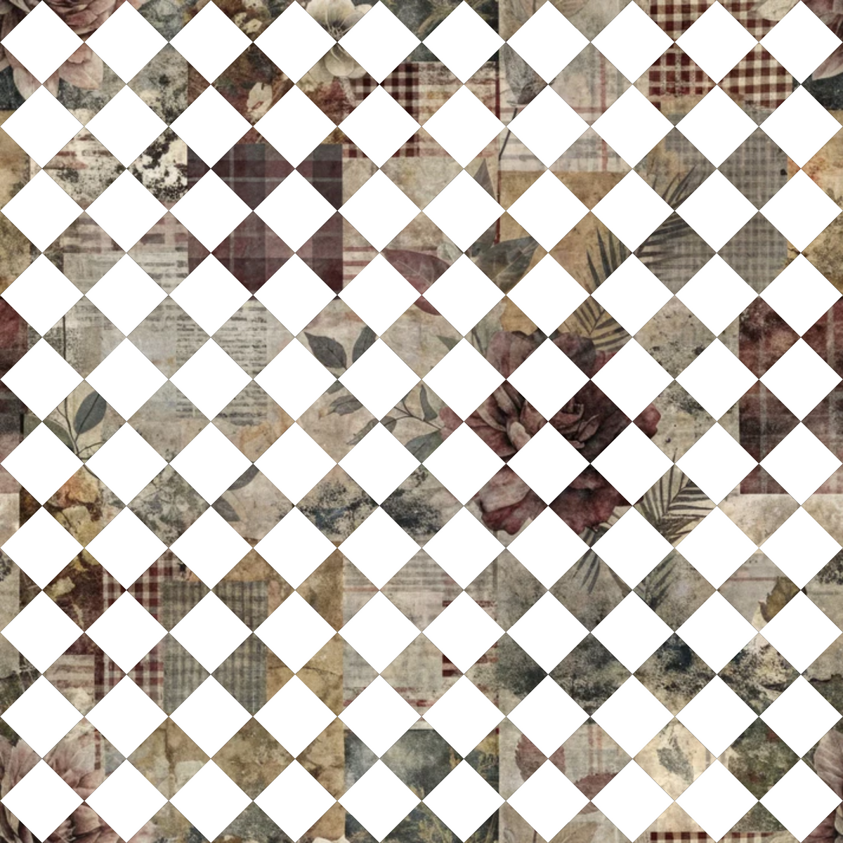 Heirloom Collage Pattern 17 Minky Fabric