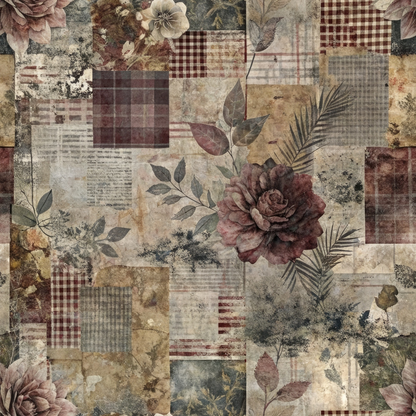 Heirloom Collage Pattern 1 Minky Fabric