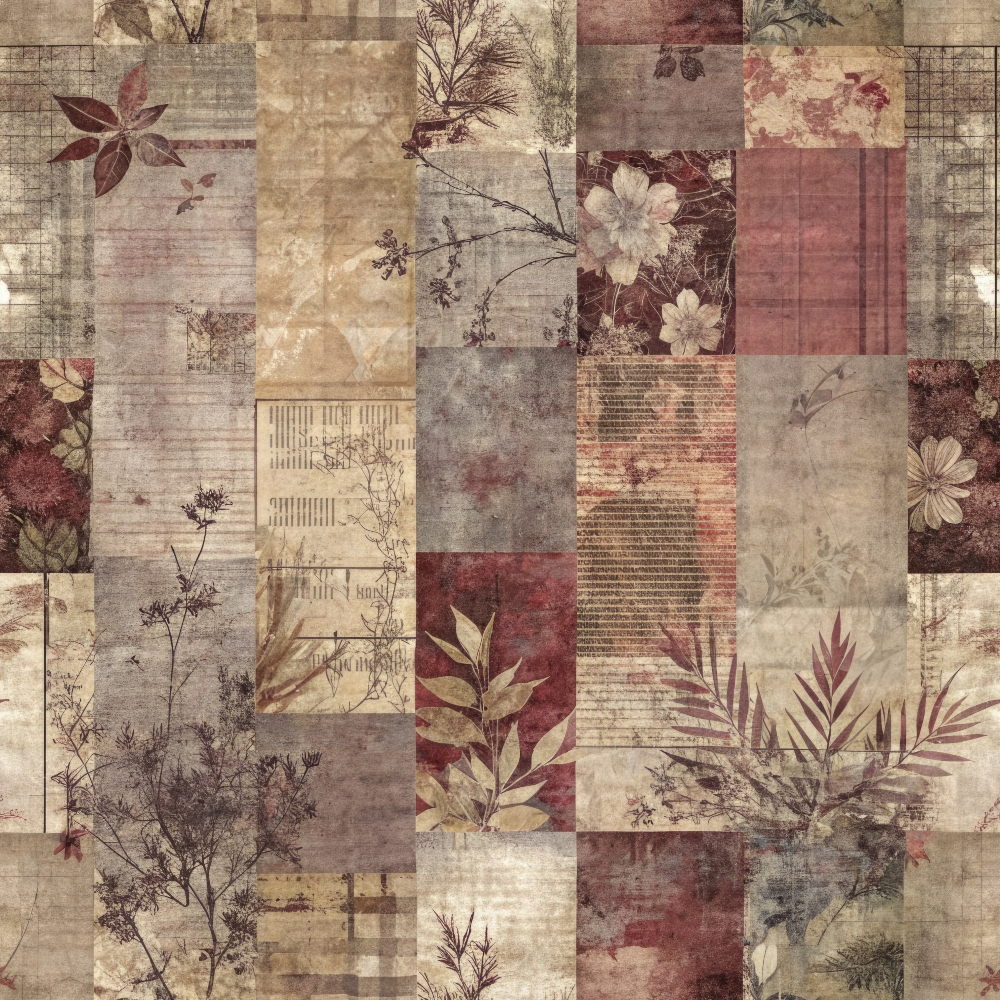 Heirloom Collage Pattern 2 Minky Fabric