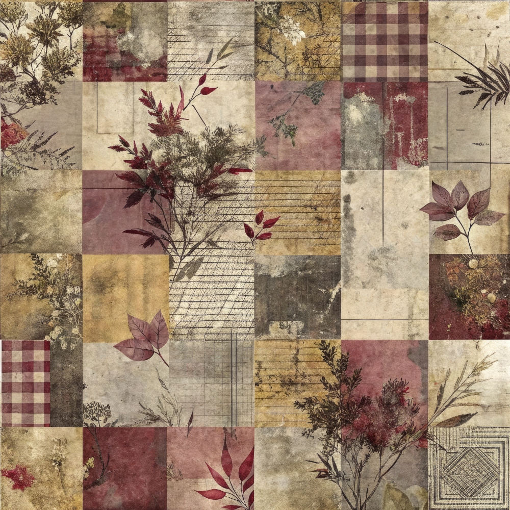 Heirloom Collage Pattern 3 Minky Fabric