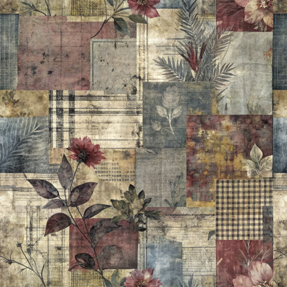 Heirloom Collage Pattern 4 Minky Fabric