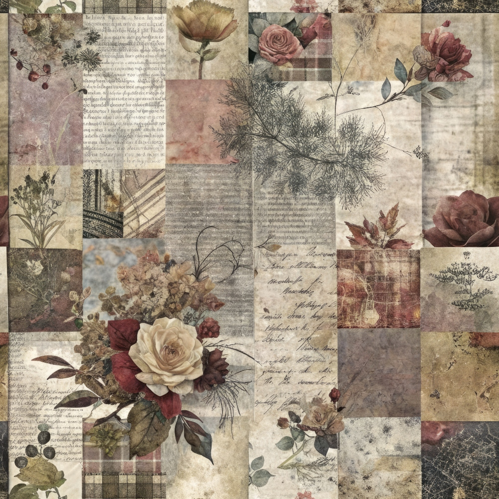 Heirloom Collage Pattern 5 Minky Fabric