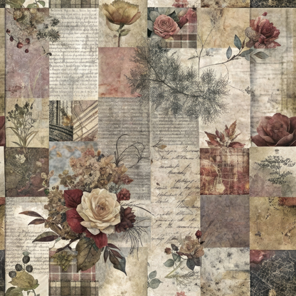 Heirloom Collage Pattern 5 Minky Fabric