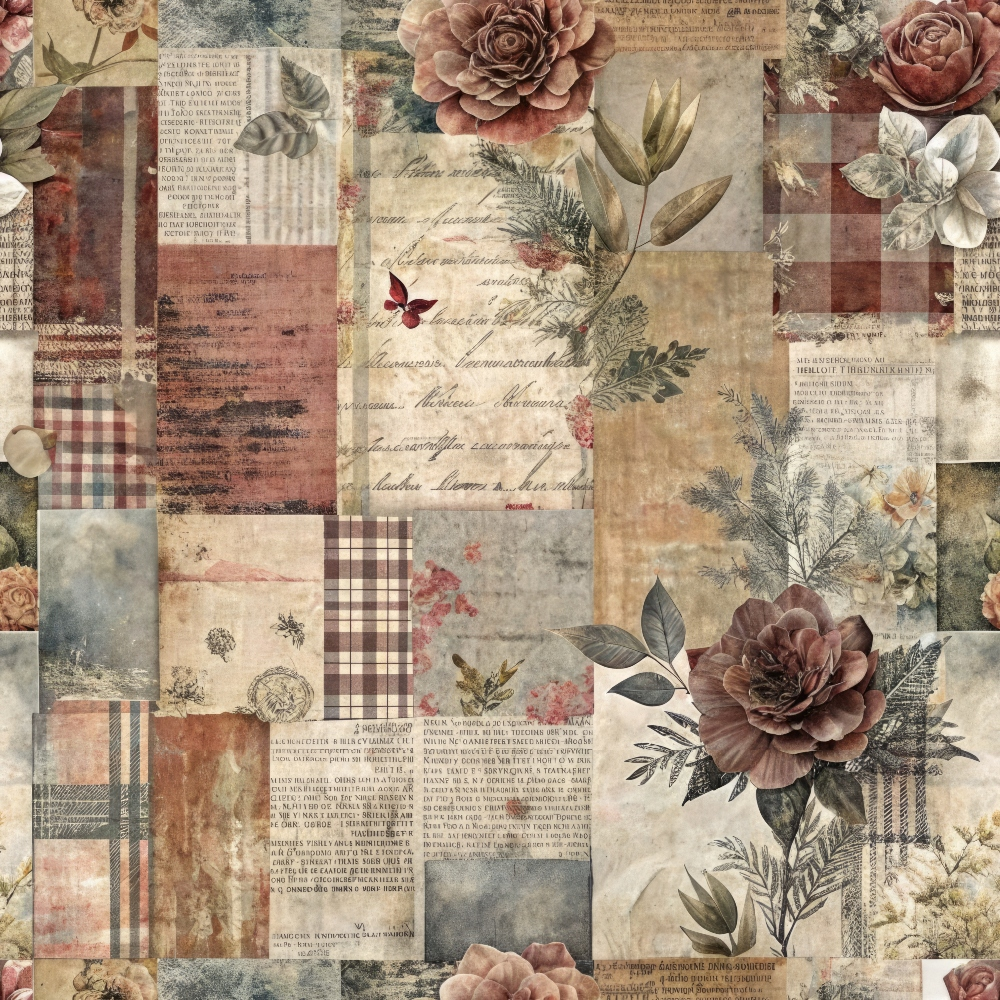 Heirloom Collage Pattern 6 Minky Fabric