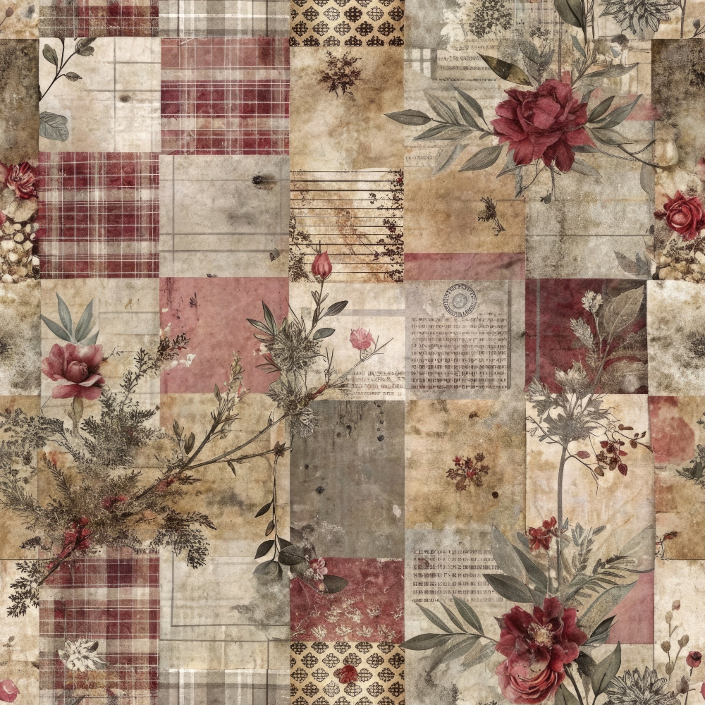 Heirloom Collage Pattern 7 Minky Fabric