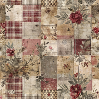Heirloom Collage Pattern 7 Minky Fabric
