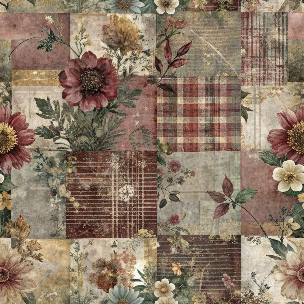 Heirloom Collage Pattern 8 Minky Fabric