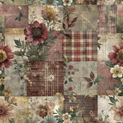 Heirloom Collage Pattern 8 Minky Fabric