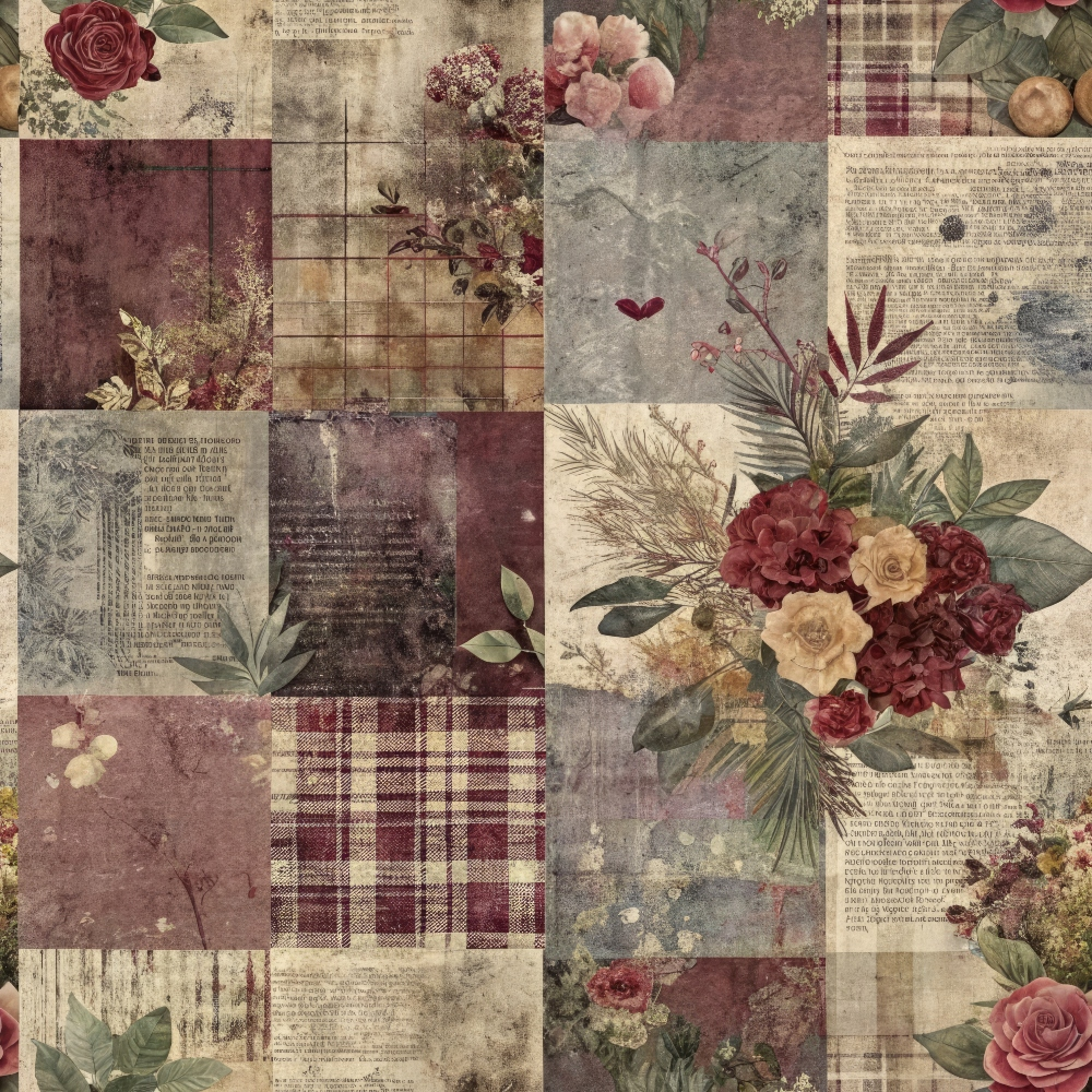 Heirloom Collage Pattern 9 Minky Fabric