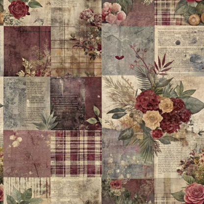 Heirloom Collage Pattern 9 Minky Fabric