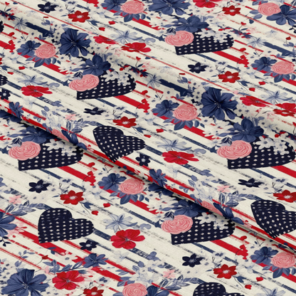 Patriotic Shabby Chic Pattern 12 Quilting Cotton Fabric