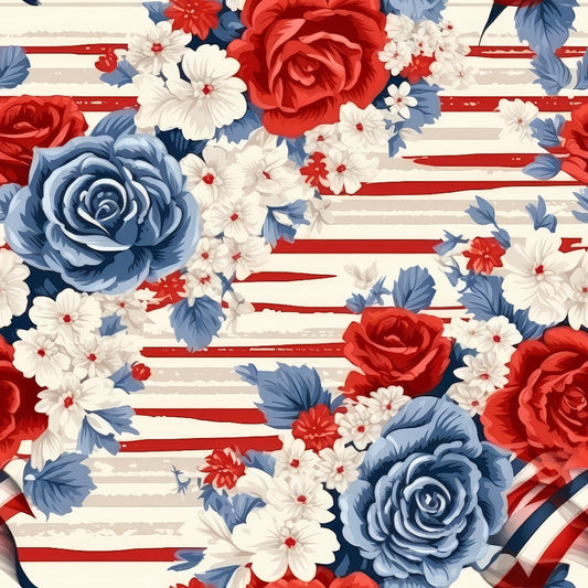 Patriotic Shabby Chic Pattern 2 Quilting Cotton Fabric