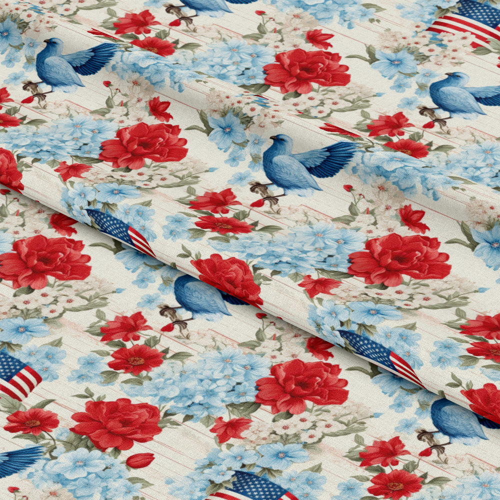 Patriotic Shabby Chic Pattern 5 Quilting Cotton Fabric