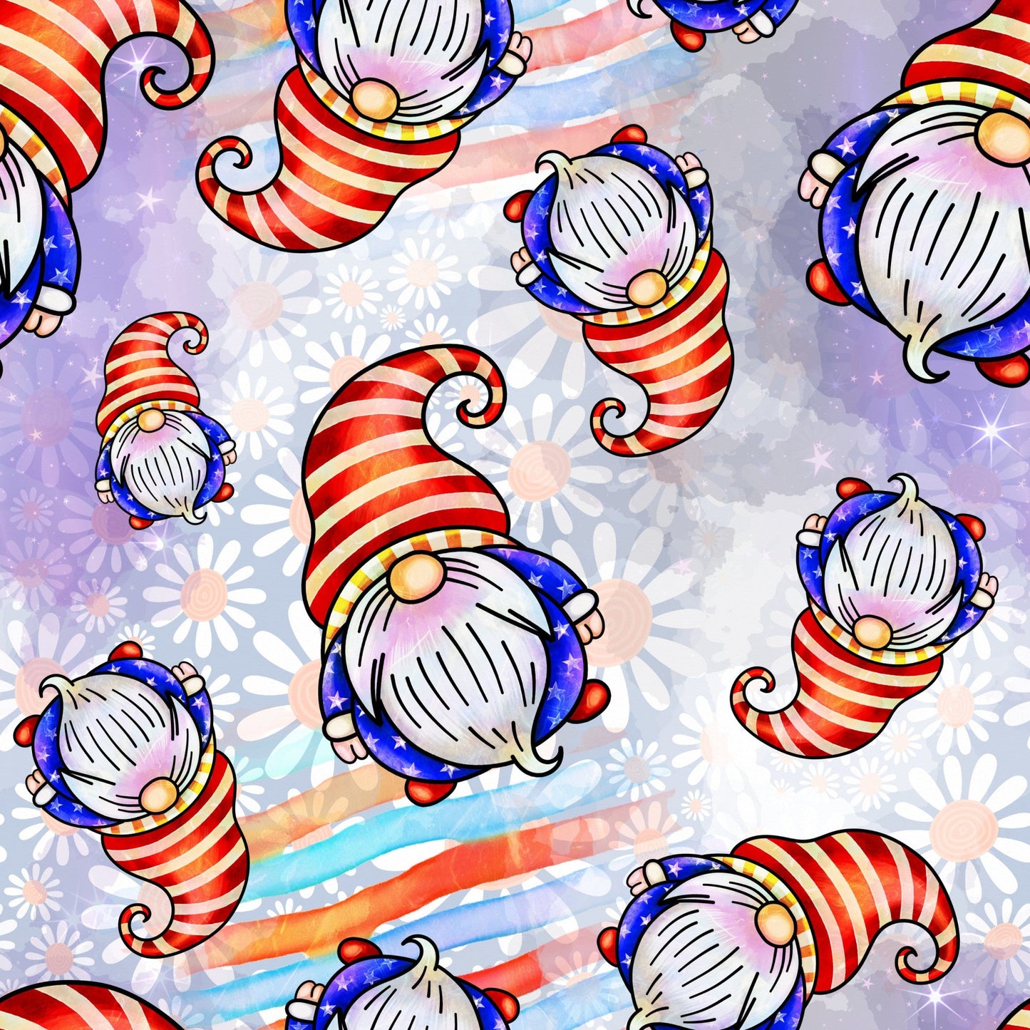 Patriotic Gnomes Pattern 2 Quilting Cotton Fabric