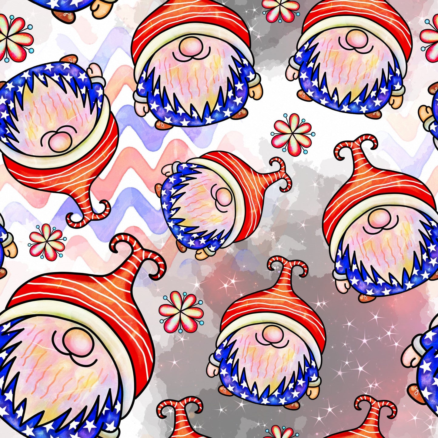 Patriotic Gnomes Pattern 6 Quilting Cotton Fabric