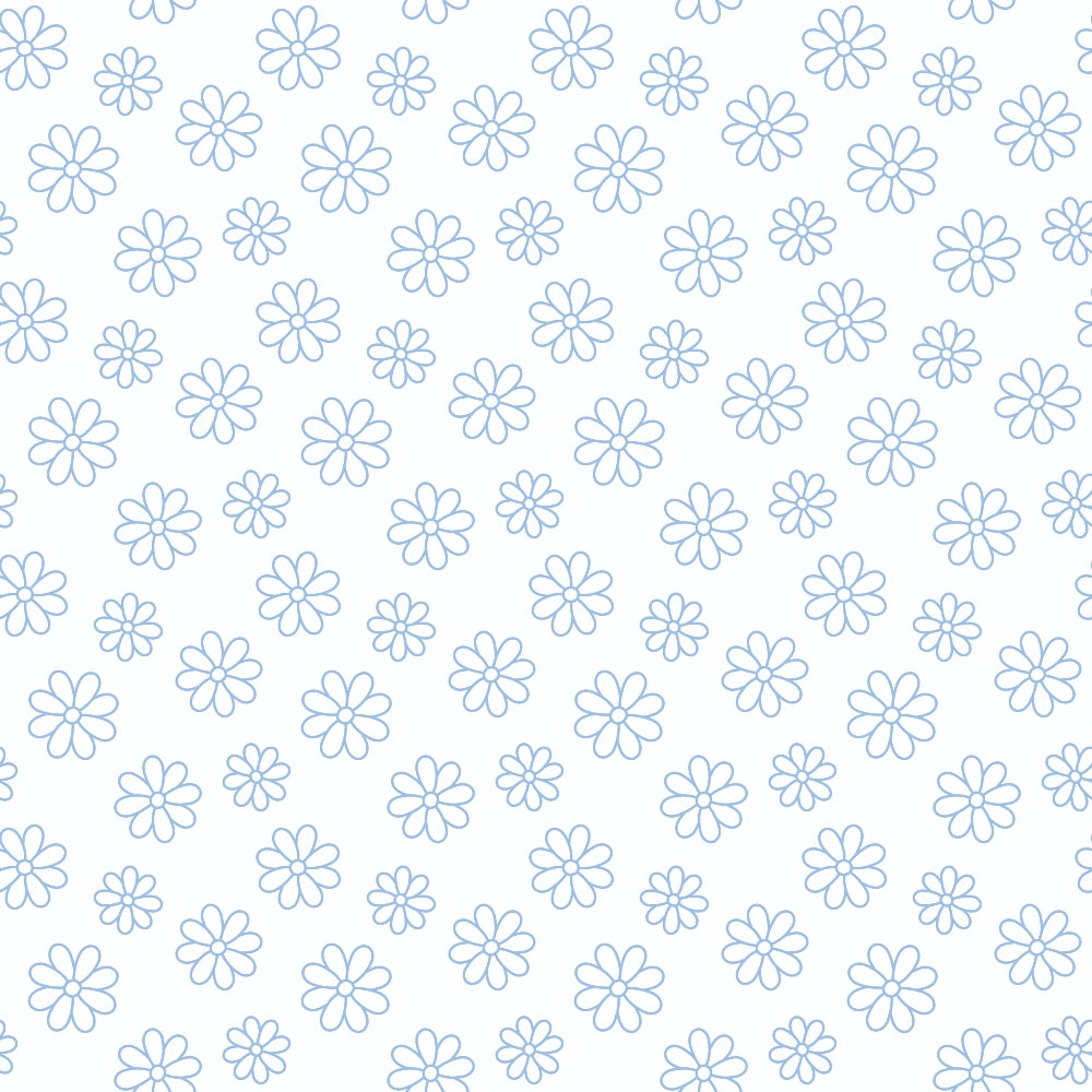 Periwinkle Dreams Daisies Outline on White Minky Fabric