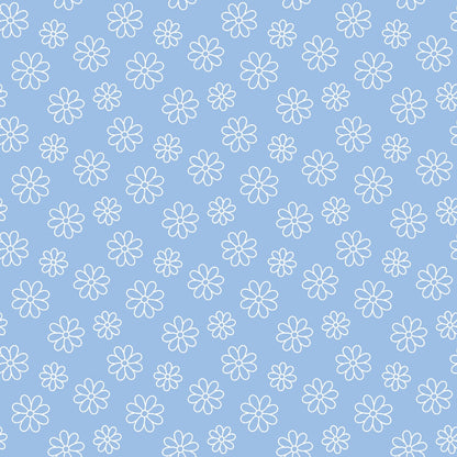 Periwinkle Dreams White Daisies Outline Minky Fabric